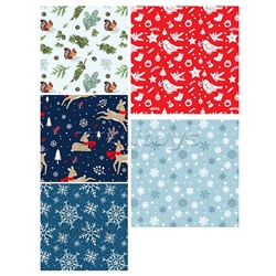 Упаковочная бумага "Зимняя сказка" 70х100см в ассортименте