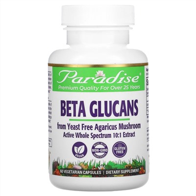 Paradise Herbs, Beta Glucans, 60 Vegetarian Capsules