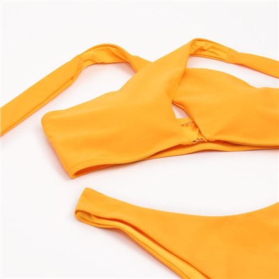 Купальник раздельный с завязками на шее женский MINAKU, горчичный, размер 42