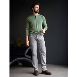 Джемпер хенли из полотна пике с меланжевым плетением с эластаном