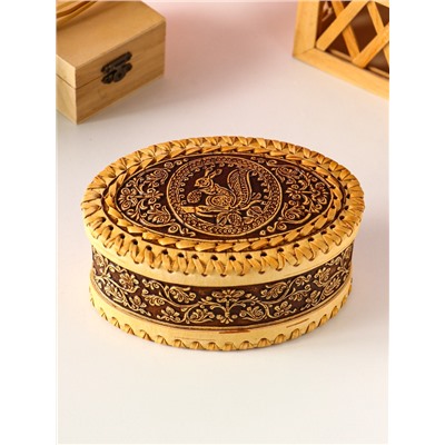 Шкатулка для украшений «Маленькая белочка», овальная, 14×9×6 см, береста