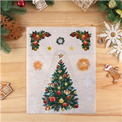 Наклейки новогодние «Ёлка и салюты», 40×30 см