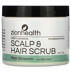 Zion Health, Глубоко очищающий скраб для кожи головы и волос, грушевый цвет и морская соль, 113 г (4 унции)