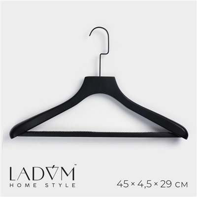 Плечики - вешалка для одежды LaDо́m Black Lotus, 45×4.5×29 см, дерево, длинный крюк, широкие плечики