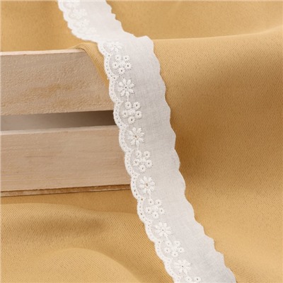 Кружево шитьё, 30 мм, 13.7±1 м, белое