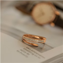 Кольцо разъемное 18-19 р ювелирная бижутерия коллекция "Дубай" покрытие позолота, вставка: цирконы, цвет: прозрачный, арт.007.224