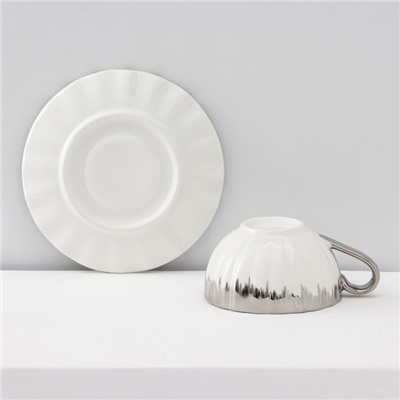 Сервиз чайный «Снежная лавина», 12 предметов: 6 кружек 80 мл, 6 блюдец d=11.2 см, керамика, МИКС