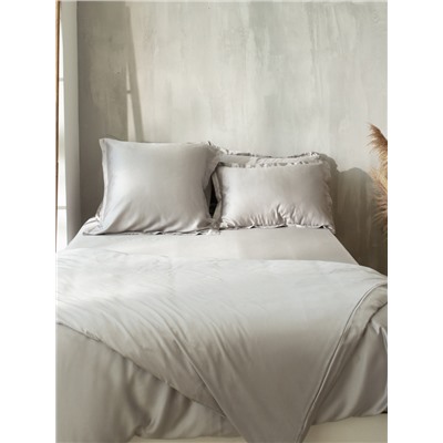 Простыня на резинке 2-спальная SL Home Tencel, 160×200+30 см, светло-серая, тенсель