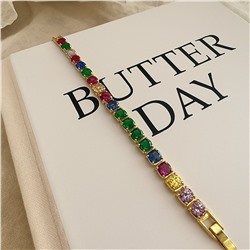 Браслет ювелирная бижутерия коллекция "Дубай" покрытие позолота, вставка: фианиты, цвет: разноцветный, арт.007.221