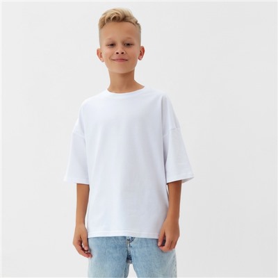 Футболка детская однотонная MINAKU: Basic line, белая, рост 98 см