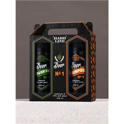 Подарочный набор косметики Beer, гель для душа и шампунь для волос HARD LINE, 2×400