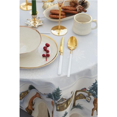 Скатерть новогодняя «Этель» Forest animals, d=150 см ±3 см с ГМВО, 100% хлопок, саржа 190 г/м²