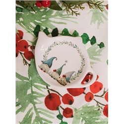 Подставка под чайный пакетик новогодняя Доляна «Домашние гномики», 12×9.4×1.7 см, доломит, белая