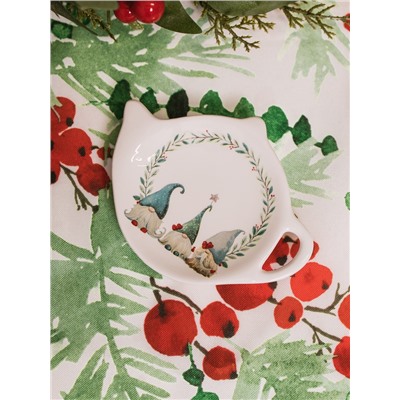 Подставка под чайный пакетик новогодняя Доляна «Домашние гномики», 12×9.4×1.7 см, доломит, белая