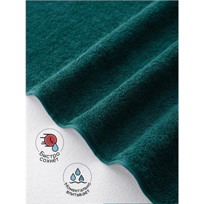 Полотенце махровое банное большое Софатекс 70 * 140 для ванной и бани bs (Темно-зеленый)
