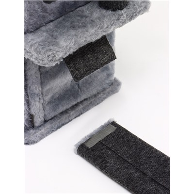 Домик для кошек с когтеточкой, 33×40×103 см, квадратный, ковролин, серый