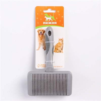 Пуходёрка увеличенная, 10.5×16.5 см, с самоочисткой, без капель, пластик, серая