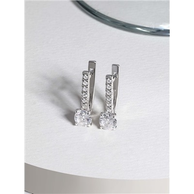 Серьги женские из серебра с фианитами родированные 925 пробы 2-356р200