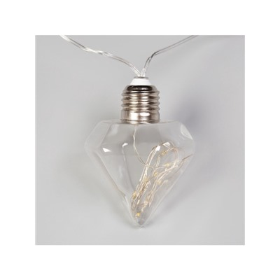 Гирлянда «Нить» 3 м с насадками «Лампочки кристалл», IP20, прозрачная нить, 80 LED, свечение белое, 8 режимов, 220 В