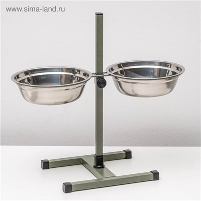 Подставка с мисками, 2×2.5 л, высота 60 см, разборная, зелёная