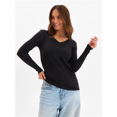 Джемпер женский с v-образным вырезом MINAKU, цвет графит, размер 42-44