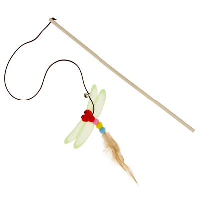 Дразнилка-удочка «Стрекоза», деревянная палочка 40 см, микс цветов