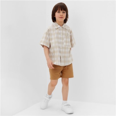 Рубашка для мальчика KAFTAN «Клетка», размер 34 (122-128 см)