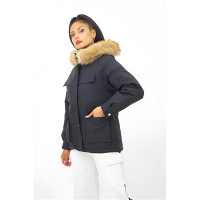 Универсальная парка с натуральным мехом, Евро-зима, демисезон. арт.615 (Черный)