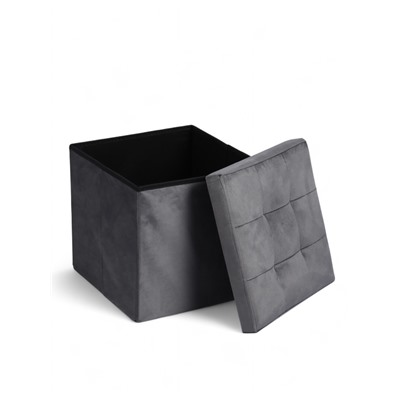 Пуф – короб складной «Клик Мебель», с ящиком, 380×380×380 мм, велюр, цвет серый