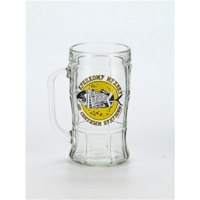 Кружка пивная стеклянная «Крепкому мужику, со светлым будущим», 500 мл