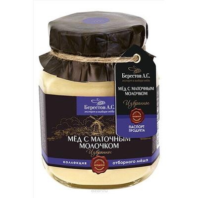 Мёд "Берестов А.С." Маточное молочко ст. банка 500г ЭКОПРОДУКТЫ, 1187674