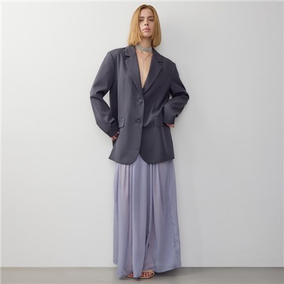 Юбка макси женская MINAKU: Casual Collection, серо-голубая, размер 46