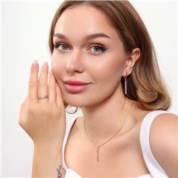 Комплект ювелирная бижутерия коллекция  "Дубай" серьги, кулон и кольцо 19 р, покрытие: позолота, вставка: фианиты, цвет: фиолетовый, арт.215.414-19