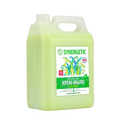 Крем-мыло жидкое SYNERGETIC, биоразлагаемое, для мытья рук и тела «Алоэ вера», 5 л