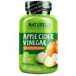 NATURELO, Apple Cider Vinegar with Keto Salts & MCT Oil, 120 Vegetarian Capsules