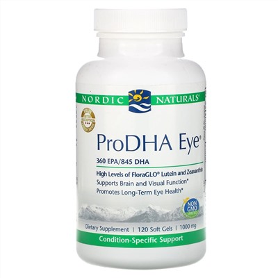Nordic Naturals, ProDHA Eye, добавка для здоровья глаз, 1000 мг, 120 мягких таблеток