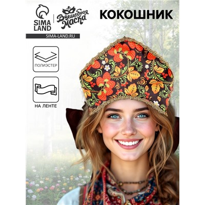 Кокошник карнавальный «Русские узоры», черный