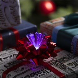 Светодиодная игрушка «Бант-звезда» 10 см, от батареек LR44×3, свечение мульти, красная