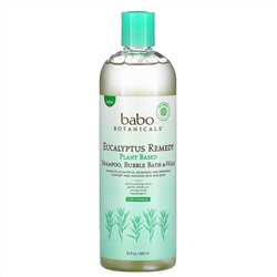 Babo Botanicals, Eucalyptus Remedy, Plant Based 3-In-1 Shampoo, Bubble Bath & Wash, 15 fl oz (450 ml)