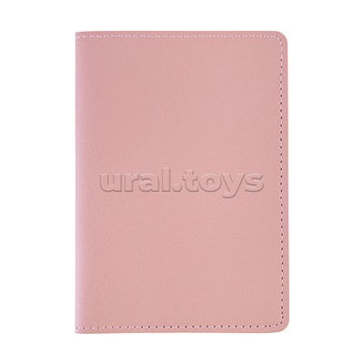 Обложка для паспорта "Casual" 10x14 см, искусственная кожа, отстрочка, 2 отделения для визиток, в пластиковом пакете с европодвесом, светло-розовый