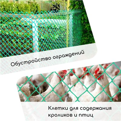 Сетка садовая, 1×10 м, ячейка ромб 40×40 мм, пластиковая, зелёная, Greengo, в рулоне