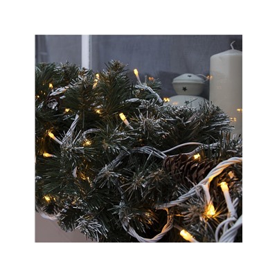 Гирлянда «Нить» 10 м, IP44, УМС, белая нить, 100 LED, свечение жёлтое, 220 В