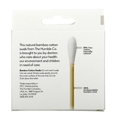 The Humble Co., Bamboo Cotton Swabs, White, 100 Swabs