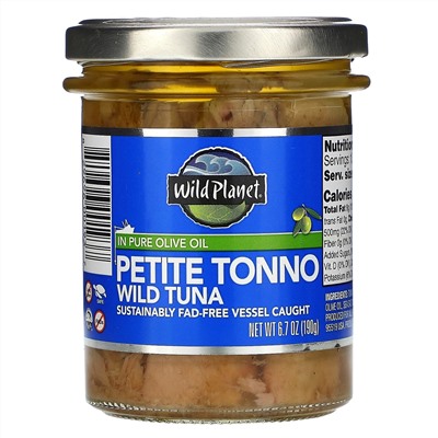 Wild Planet, Petite Tonno Wild Tuna in Pure Olive Oil, 6.7 oz (190 g)