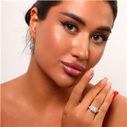 Комплект ювелирной бижутерии Итальянское золото (покрытие желтое 14к), серьги и кольцо, вставка: фианиты, р-р 17, арт.216.066-17