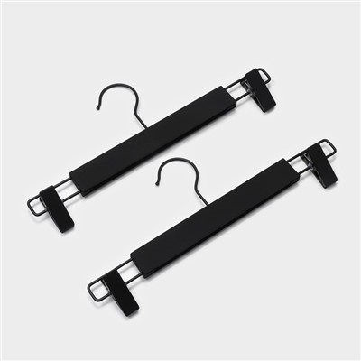 Вешалки для брюк и юбок LaDо́m Soft-touch, 32.5×13 см, 2 шт., с зажимами, чёрная