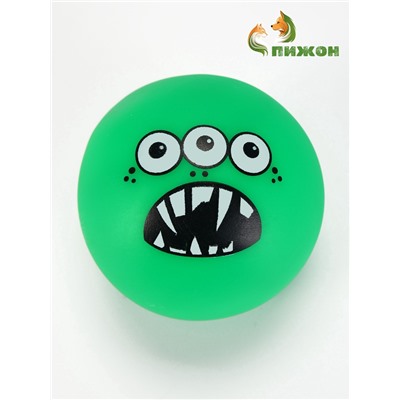 Игрушка для собак «Мяч монстр», 7 см, пищащая, зелёная