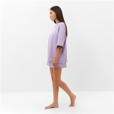 Пижама женская (футболка, шорты) KAFTAN Basic line, размер 48, сиреневая
