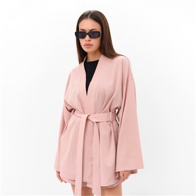 Костюм женский (кимоно, шорты) MIST Summer time, цвет пудра, размер 46