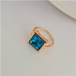 Кольцо 17 р ювелирная бижутерия коллекция "Дубай", покрытие позолота, вставка: фианит, цвет: голубой, арт.414.113-17